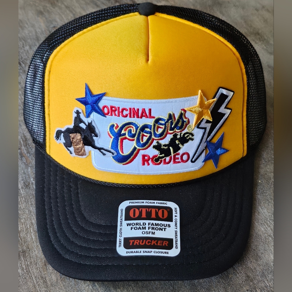 NWT OTTO Yellow and Black Trucker Hat with Snapback Closure